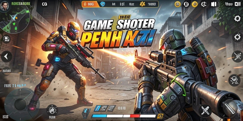 Tangkapan layar utama 8G8G menampilkan aksi tembak-menembak yang intens.