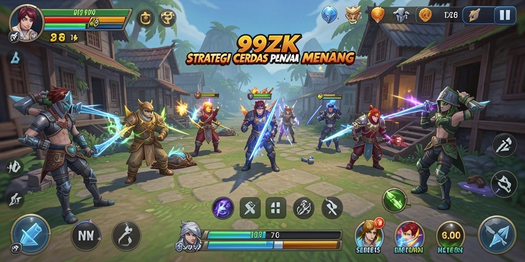 Screenshot gameplay menarik dari 99ZK yang menunjukkan taktik strategi.