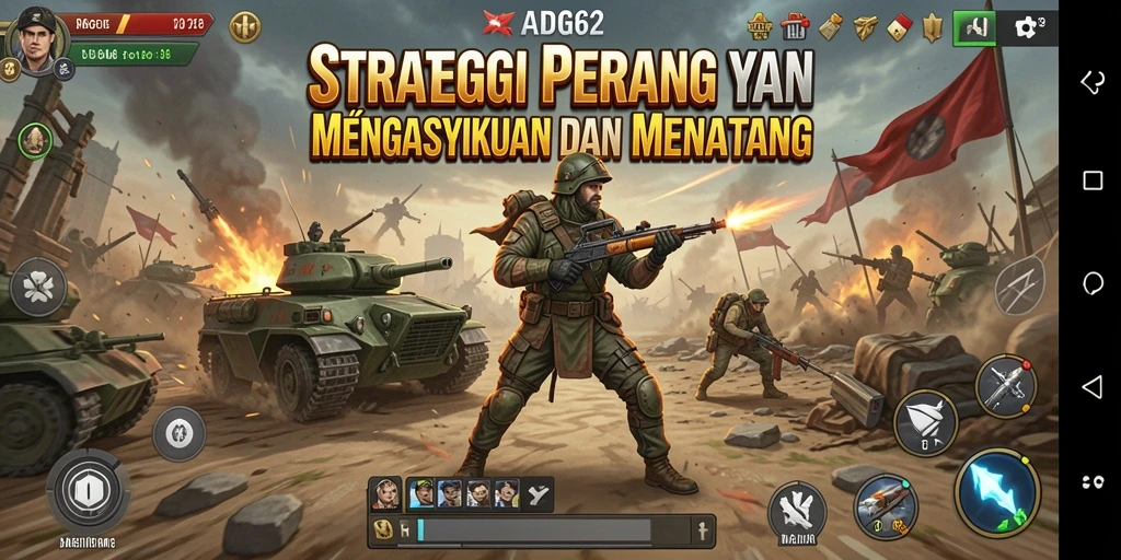 Tangkapan layar gameplay ADG62 menampilkan pertempuran taktis yang mendebarkan.