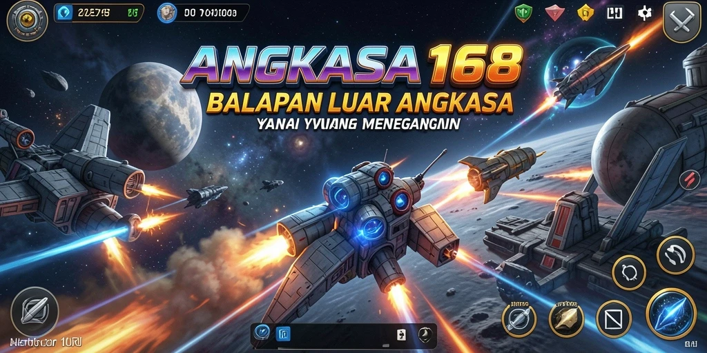 Tangkapan layar gameplay ANGKASA168 menunjukkan balapan luar angkasa yang mendebarkan.