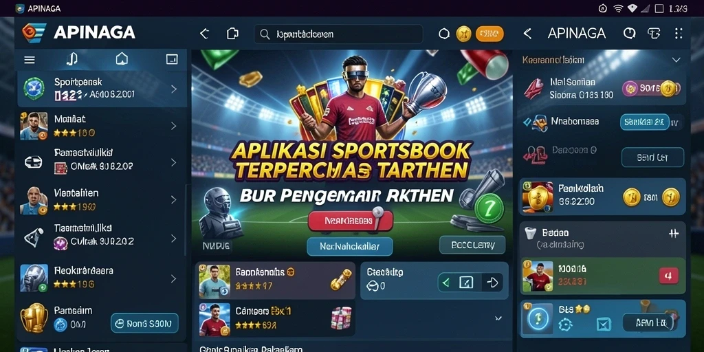 Tampilan aplikasi APINAGA dengan berbagai pilihan taruhan olahraga.