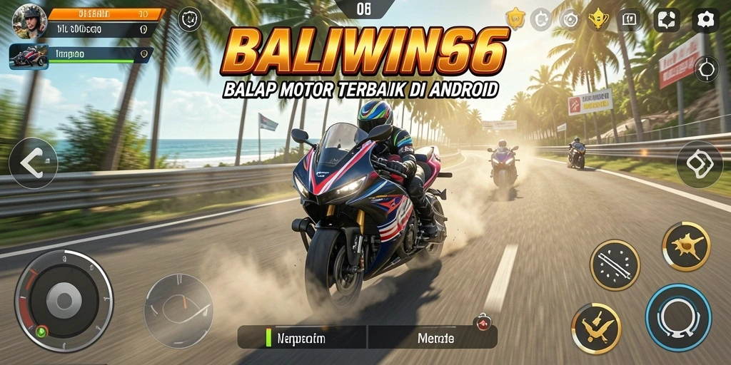 Tampilan gameplay BALIWIN66 dengan aksi balap motor yang seru.