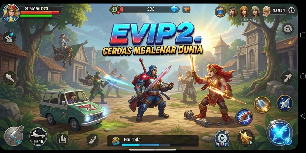 Screenshot utama EVIP2 menampilkan aksi strategi yang mendebarkan.