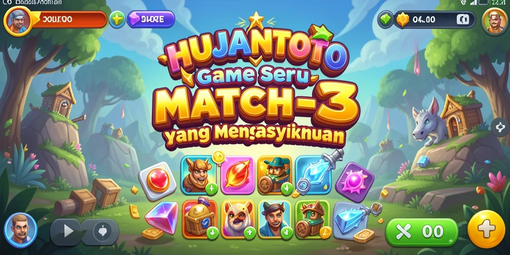 Tampilan seru gameplay HUJANTOTO dalam aksi mencocokkan item.