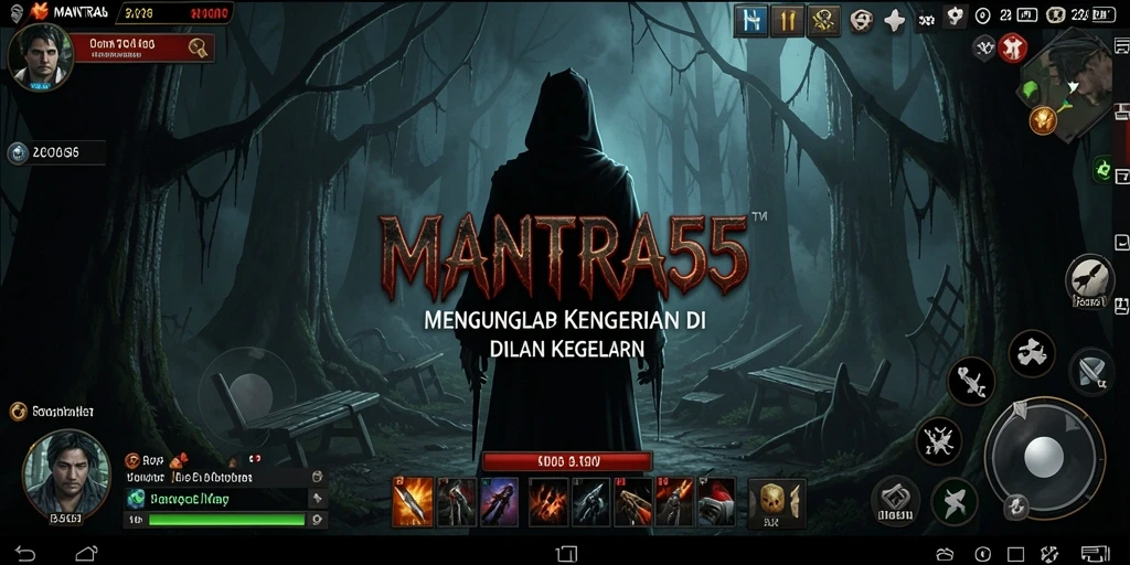Tampilan gameplay yang mendebarkan dari MANTRA55 dalam suasana Horror.