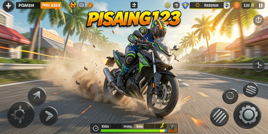 Tampilan balapan motor yang mendebarkan di PISANG123.