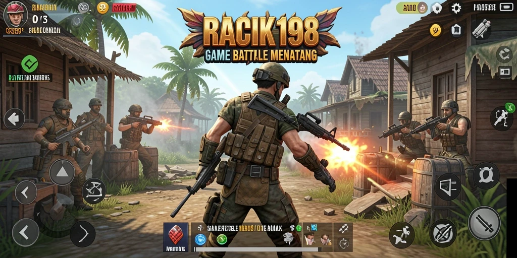Tampilan gameplay seru dari RACIK198 dalam pertempuran Battle Royale.